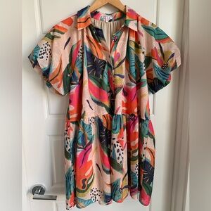 Boutique Tropical Print Dress